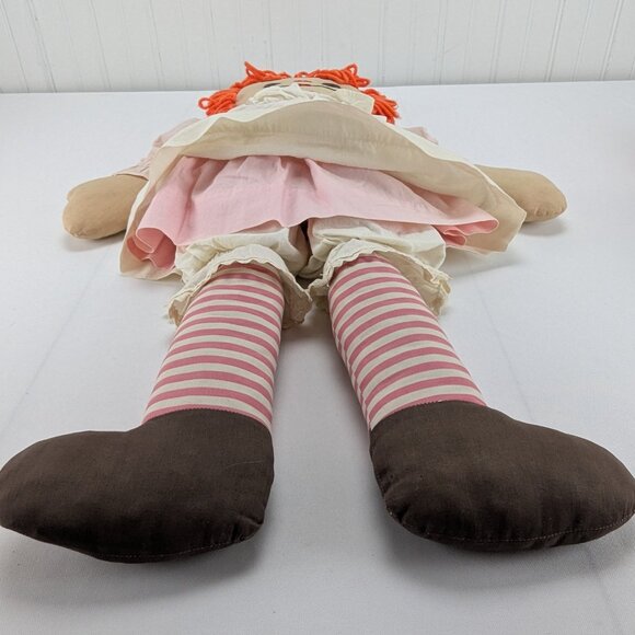 Vintage Raggedy Ann & Andy Cloth Dolls Handmade Set 25" Fabric Retro Toys - Picture 3 of 13